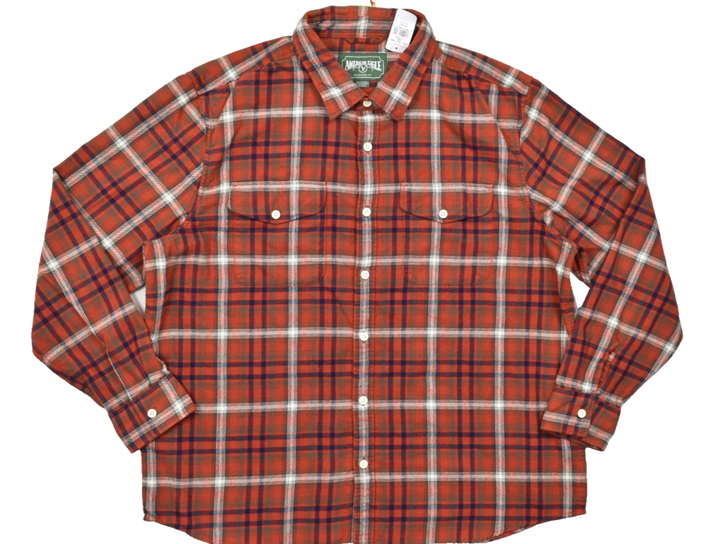 American Eagle Outfitters Men Size XXL Red Plaid Flannel Long Sleeve Button Down